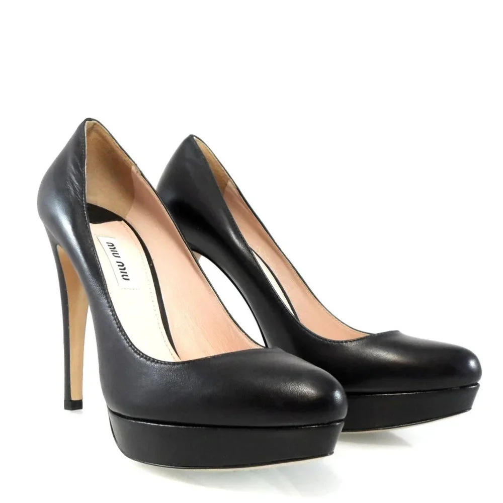 NIB$645 Miu Miu Classic Leather Platform Pump Stiletto Heels 38.5 8 - Picture 11 of 11